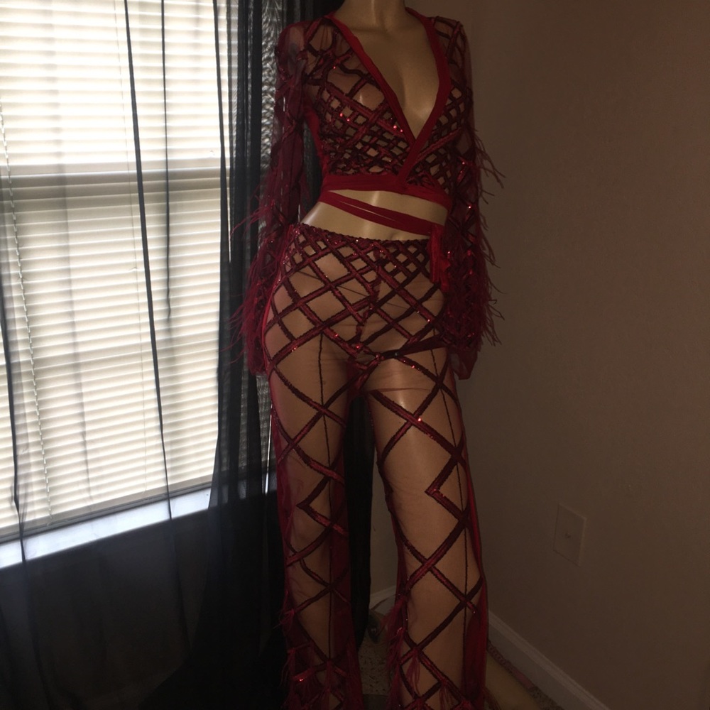 Red sequin Two Piece